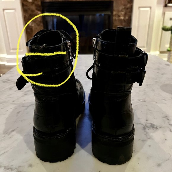 Marc Fisher LTD MLBARREN 2 Black Embossed Leather Combat Boots Size 7.5 M - Picture 12 of 12